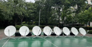 front view of 8 sets of Antesky 1.2m manual flyaway antennas