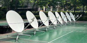 side view of 8 sets of Antesky 1.2m manual flyaway antennas