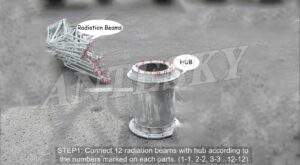 Connect 12 radiation beams with hub